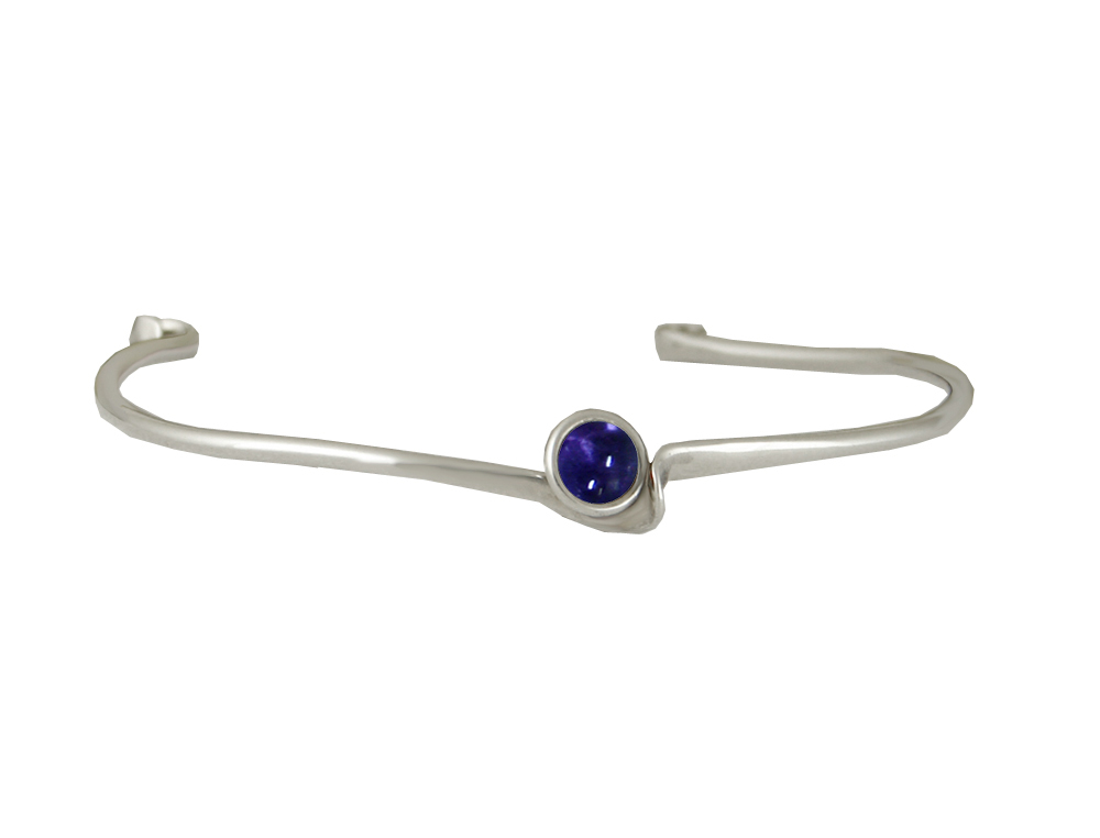 Sterling Silver Wave Cuff Bracelet With Iolite